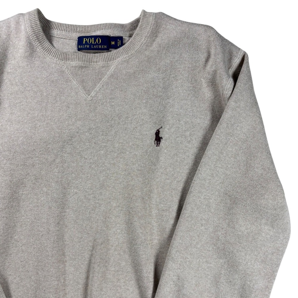 Polo Ralph Lauren Mens Crewneck Sweater Oatmeal Beige Pony Logo Size M